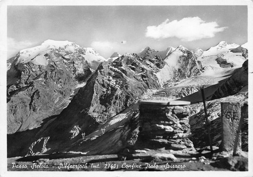 Cartolina Passo Stelvio Stilferjoch Confine Italo Svizzero1956