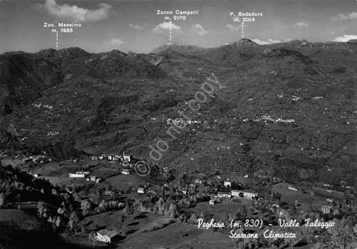 Cartolina Peghera Valle Taleggio panorama 1954
