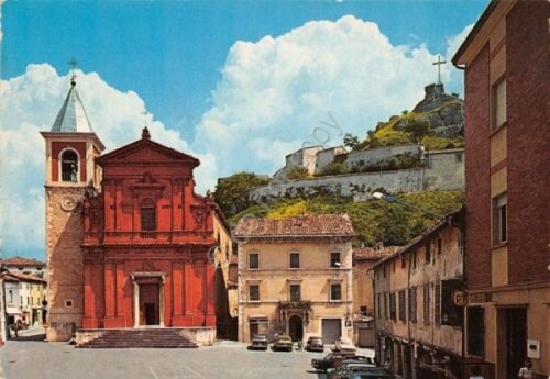 Cartolina Pennabilli Piazza centrale e Duomo