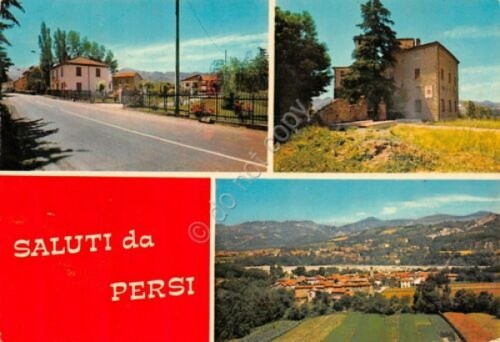 Cartolina Persi Vedute via del paese Persi Cerreto Torre Ratti …