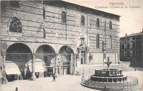 Cartolina Perugia Cattedrale Chiesa S. Lorenzo Animata