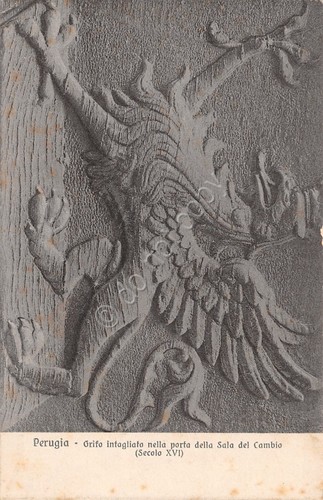 Cartolina Perugia Grifo intagliato timbro a targhetta propagandista sanitario 29