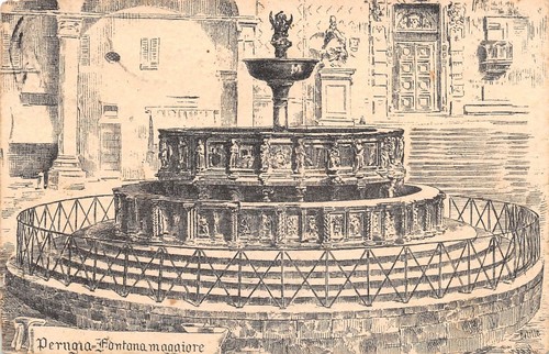 Cartolina Perugia Illustrata Fontana Maggiore 1917