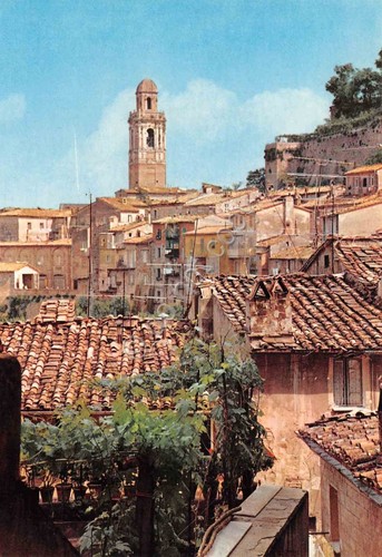 Cartolina Perugia panorama e Campanile S. Maria Nuova anni '70