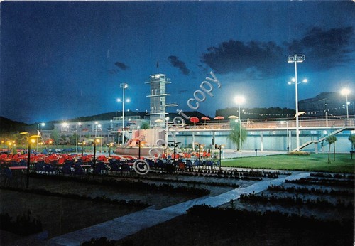 Cartolina Pescara Complesso piscine Le Naiadi e zona spettacoli Notturno