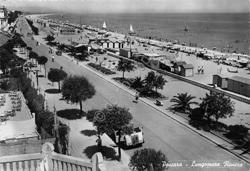Cartolina Pescara Lungomare Riviera 1950