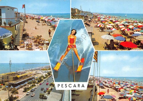 Cartolina Pescara vedute 1964 sci d'acqua