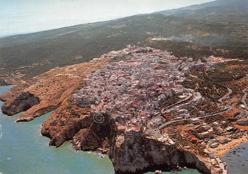 Cartolina Peschici Panorama aereo danneggiata