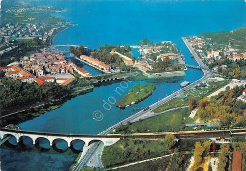 Cartolina Peschiera Lago di Garda Panorama aereo 1985