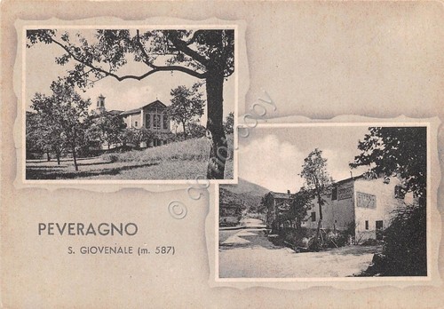 Cartolina Peveragno San Giovenale Vedutine Osteria chiesa anni '50 (Cuneo)