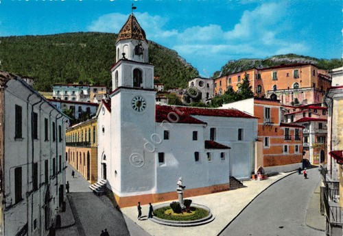 Cartolina Piedimonte D'Alife Piazza D'Agnese colorata anni '90