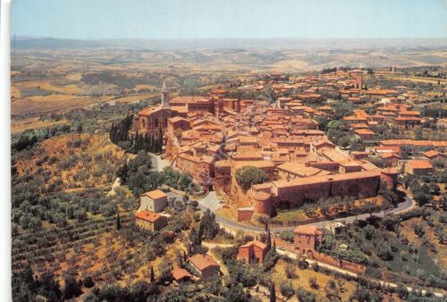 Cartolina Pienza Panorama aereo del paese 1976