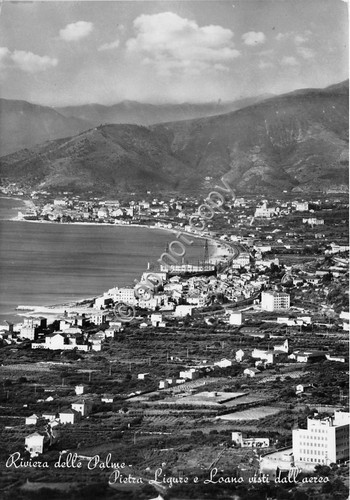 Cartolina Pietra Ligure e Loano Panorama aereo anni '50