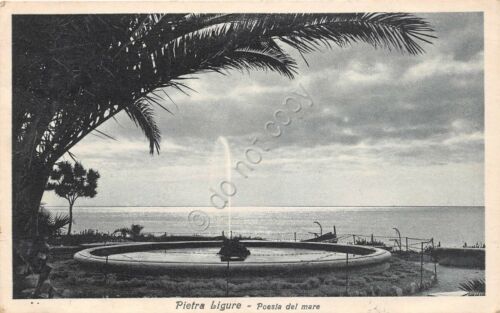 Cartolina Pietra Ligure VIsta sul mare Fontana anni '40 (Savona)