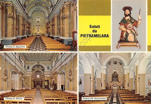 Cartolina Pietramelara vedute varie Chiese interni anni '70