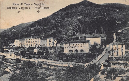 Cartolina Pieve di Teco Ospedale Convento Cappuccini Villa Rosina 1929