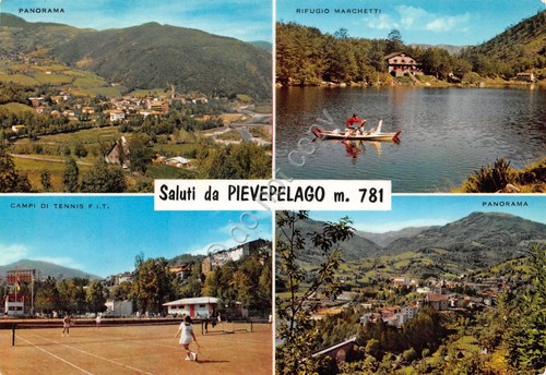 Cartolina Pievelago 4 vedute panorama tennis (Modena)