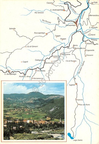 Cartolina Pievelago panorama con mappa (Modena)