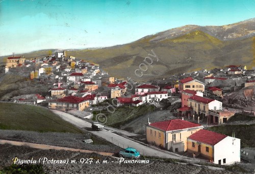 Cartolina Pignola Potenza panorama 1955 colorata