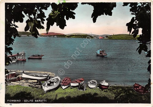 Cartolina Piombino Golfo Baratti barche 1953