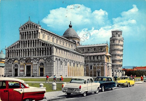 Cartolina Pisa Cattedrale auto d'epoca 1964
