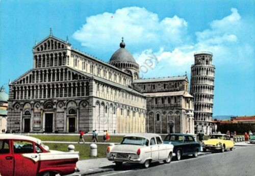 Cartolina Pisa Cattedrale auto d'epoca
