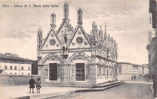 Cartolina Pisa Chiesa S. Maria della Spina Animata 1926