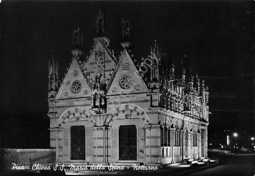Cartolina Pisa Chiesa S. Maria della Spina Notturno 1954