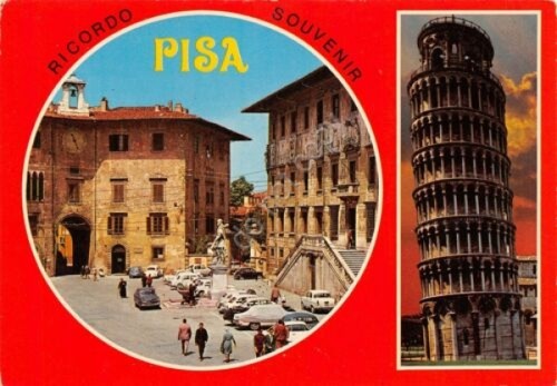 Cartolina Pisa vedute auto d'epoca 1979