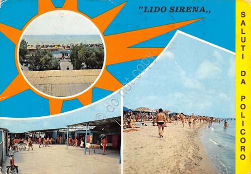 Cartolina Policoro Lido Sirena 3 vedute animata spiaggia 1978