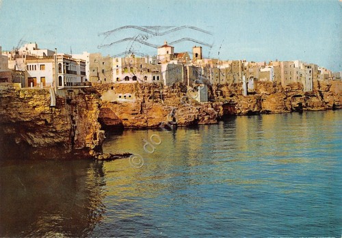 Cartolina Polignano a mare scogliera e case a picco