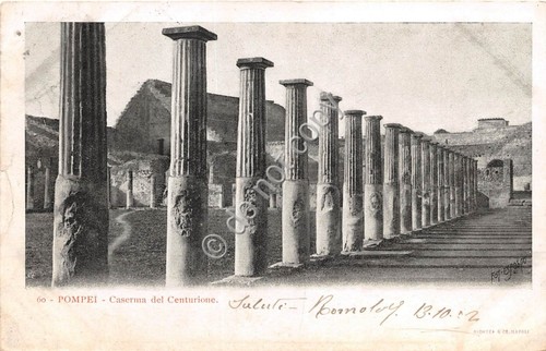 Cartolina Pompei Caserma del Centurione 1902
