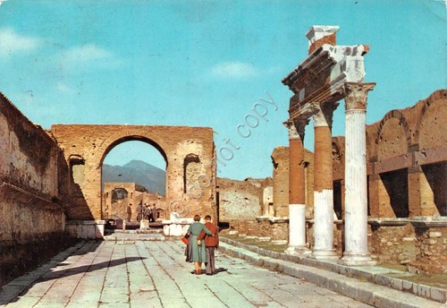 Cartolina Pompei Scavi Arco Germanico animata 1963 (Napoli)