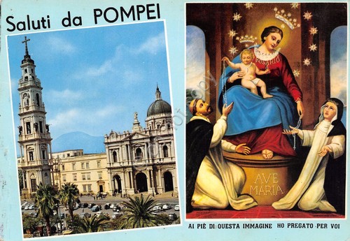 Cartolina Pompei vedute varie santuario Madonna 1966