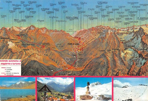 Cartolina Ponte di Legno mappa con indicazioni monti della valle …