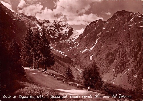 Cartolina Ponte di Legno Strada del Tonale Ghiacciaio del Pisgana
