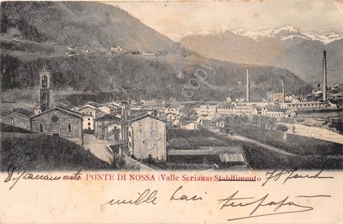 Cartolina Ponte di Nossa Val Seriana Stabilimento 1916
