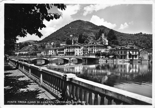 Cartolina Ponte Tresa Lago di Lugano Versante Svizzero panorama parziale …