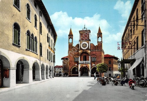 Cartolina Pordenone Piazza del Municipio 1961 bar insegna Lanerossi