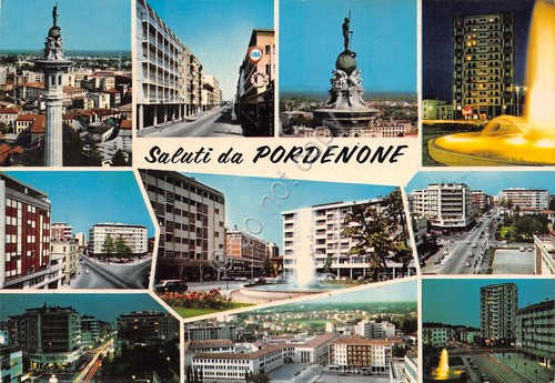 Cartolina Pordenone vedute varie città anni '70
