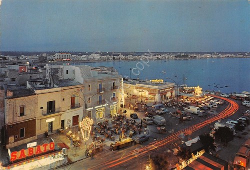 Cartolina Porto Cesareo Piazza N. Sauro Lungomare Bar ristorante 1987
