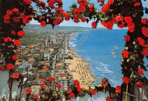 Cartolina Porto d'Ascoli spiaggia veduta aerea (Ascoli Piceno)