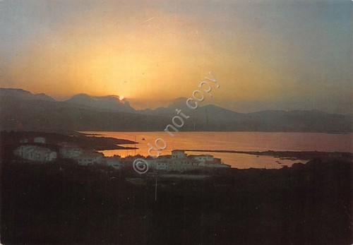 Cartolina Porto Rotondo veduta case e Tramonto anni '80