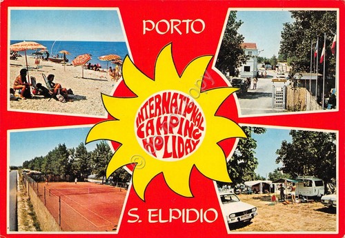 Cartolina Porto S. Elpidio Camping Holiday vedute tennis spiaggia