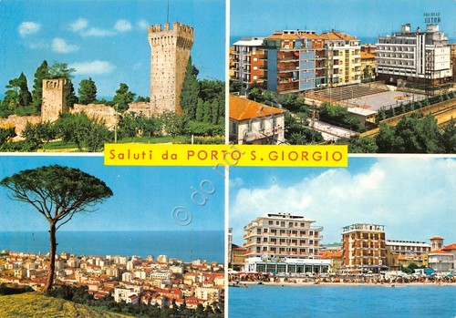 Cartolina Porto San Giorgio vedute varie stadio 1972