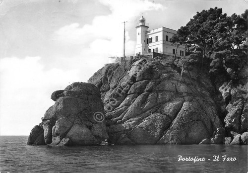 Cartolina Portofino Genova Il Faro dal mare 1961