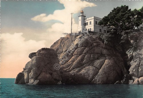 Cartolina Portofino Genova Il Faro dal mare colorata anni '60