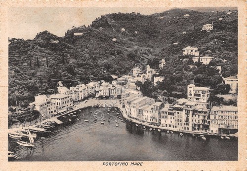 Cartolina Portofino Mare panorama dall'alto 1949