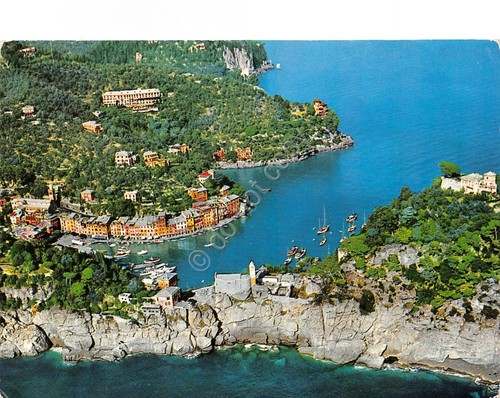 Cartolina Portofino panorama aereo 1971
