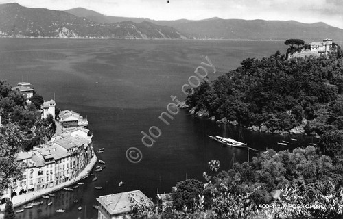 Cartolina Portofino panorama dall'alto anni '50